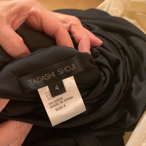 Black gown, long sleeve, stretch sheer sleeves, and rhinestone collar. - Picture 7 of 7